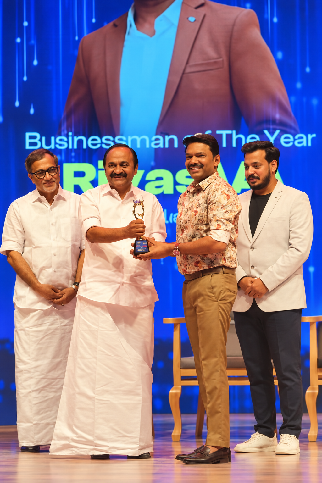 Riyas V. A. receiving the Businessman of the Year 2025 award